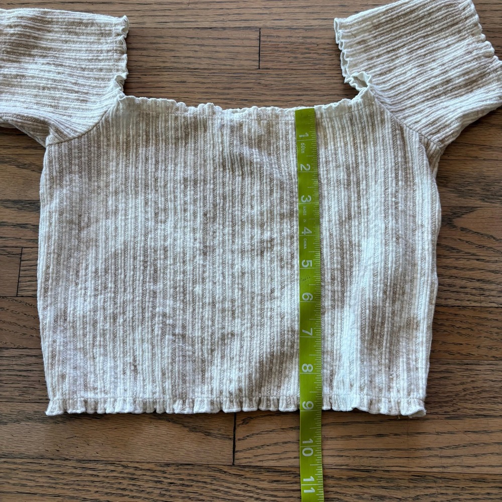 Roxy Womens Ribbed Knit 2 Piece Set‎ Tan White Crop Top Skirt XS S - Picture 5 of 9